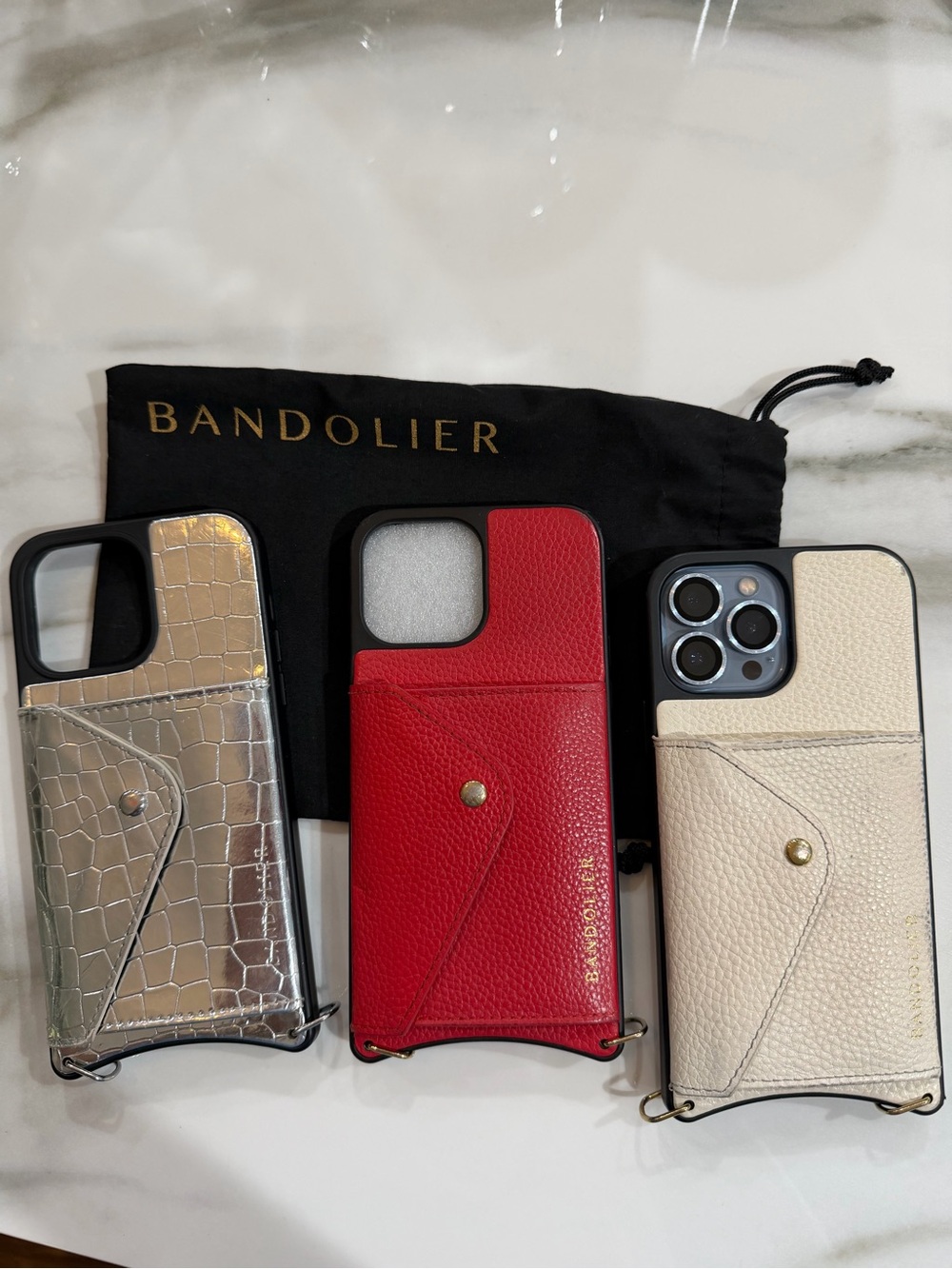 iPhone 13 Pro Max and 3 Bandolier Leather Card Phone Cases